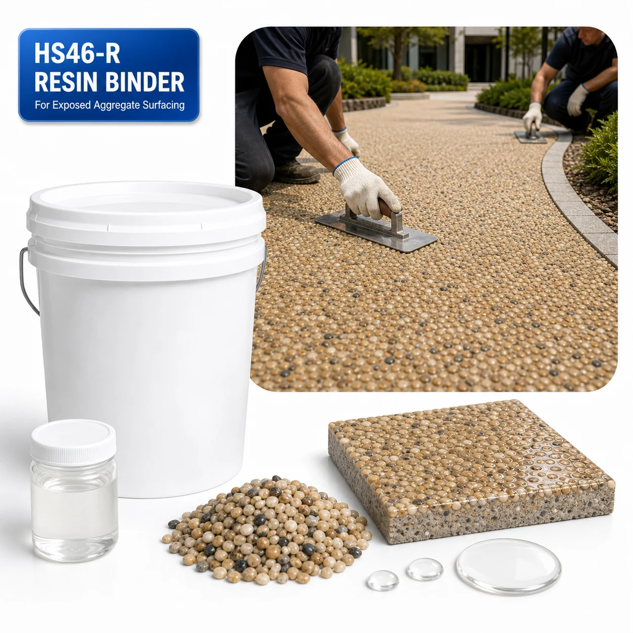 HS46-R Waterborne Binder for Resin-Bound Exposed Aggregate Coating